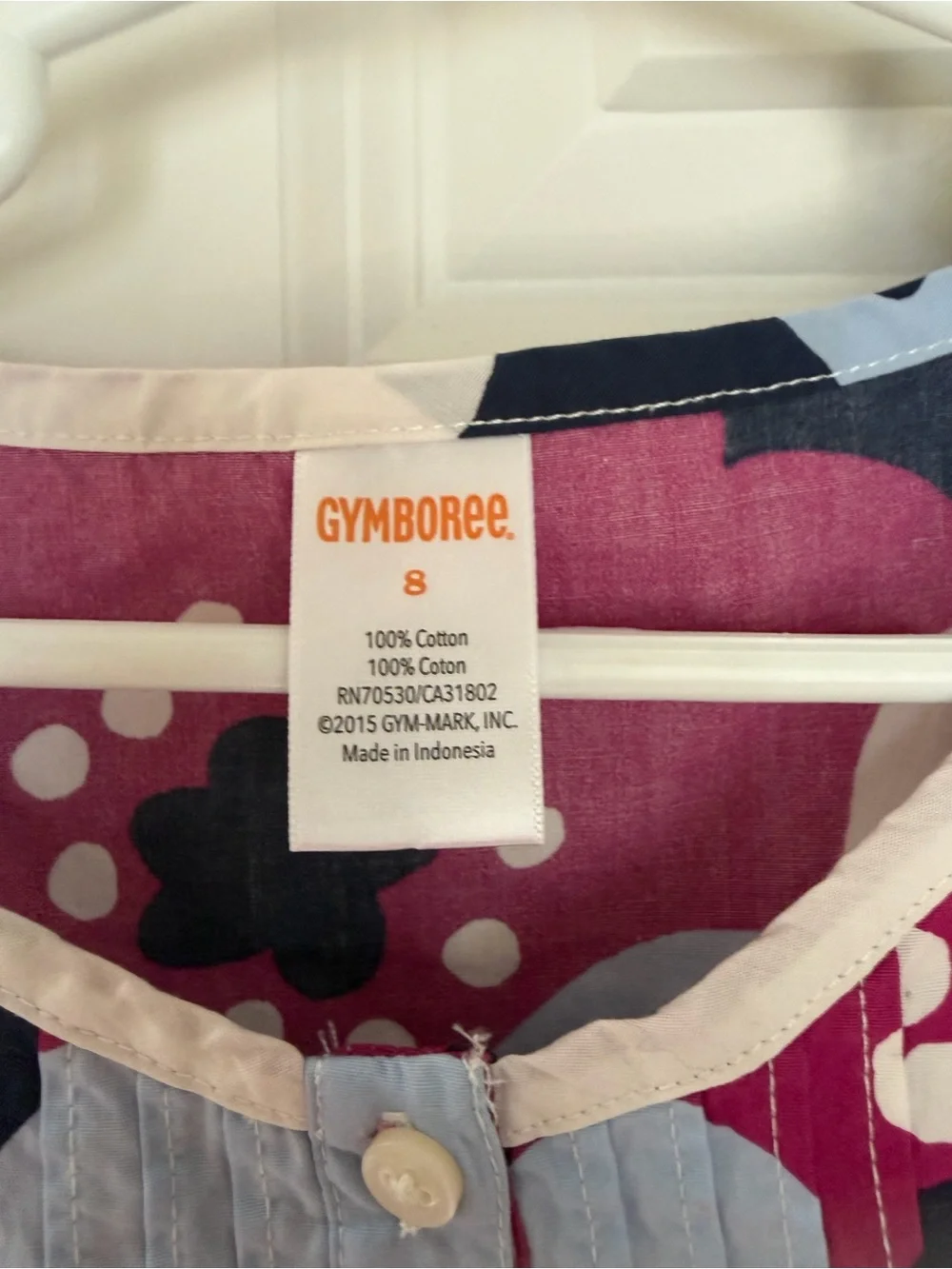 Gymboree Girls Floral Button-Front Peplum Top in Fuchsia & Navy